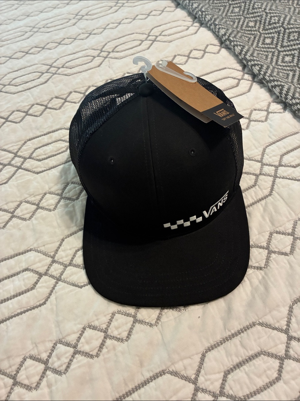 NWT!! Vans Black Cap with White Checker Logo